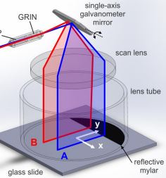 Dual-beam manually actuated distortion corrected imaging (DMDI): two dimensional scanning with a single-axis galvanometer
